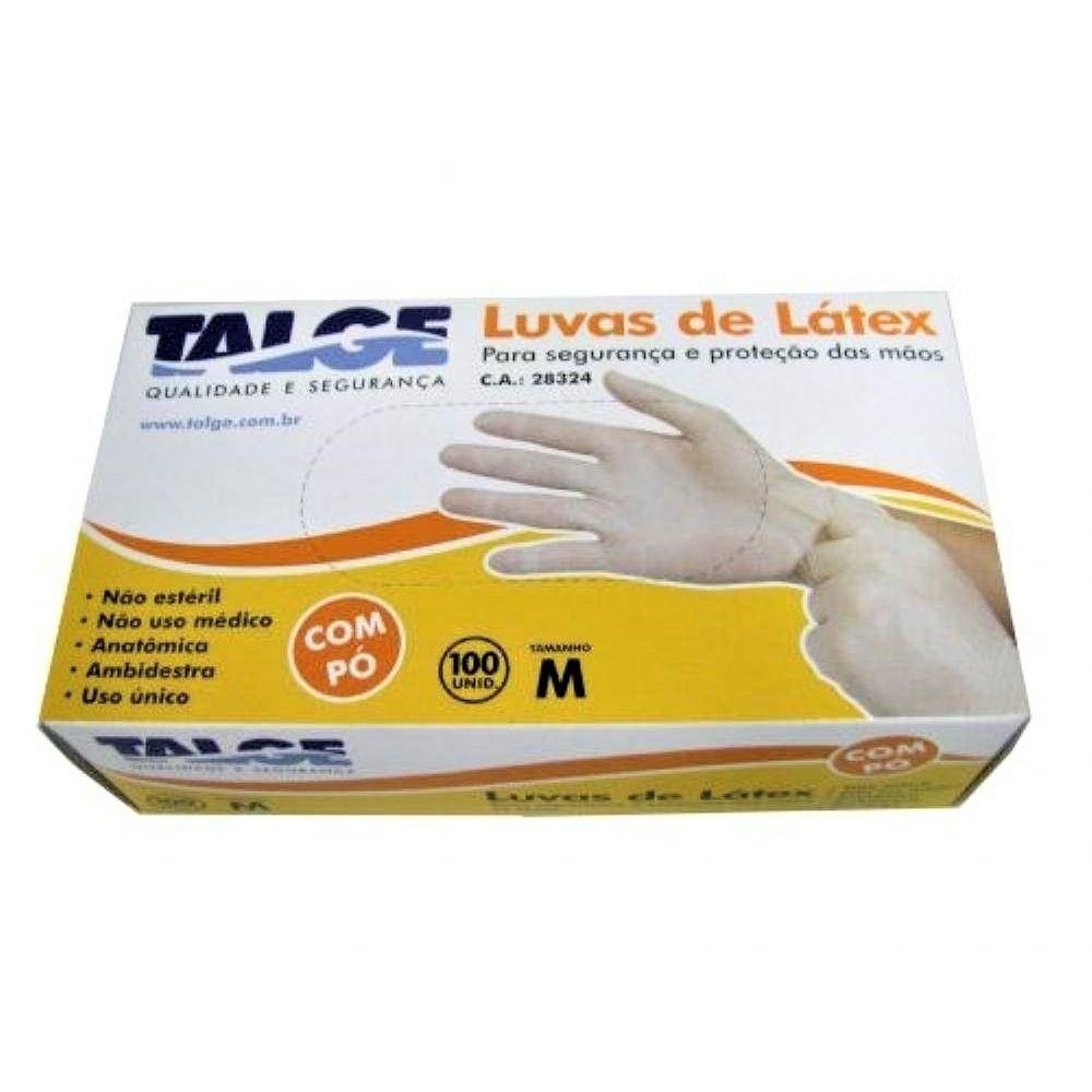 Luva de Látex com Pó Ambidestra – Tamanho M | Caixa com 100 Unidades
