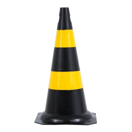 Cone de Sinalização Rígido 50cm Preto e Amarelo