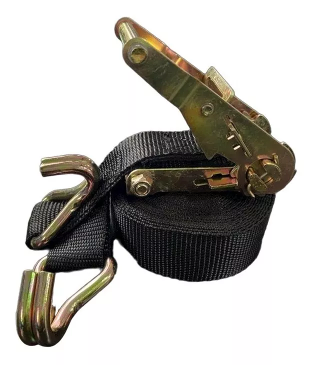 Cinta de Amarração com Catraca e Gancho J 6m x 35mm Preta – 800kg