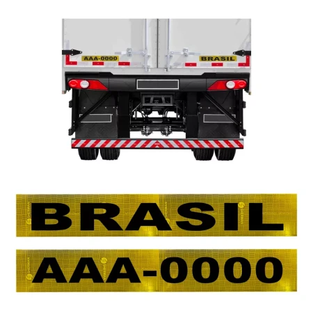 Par Faixa Ouro Refletiva Placa e Cidade Carreta Onibus Baú