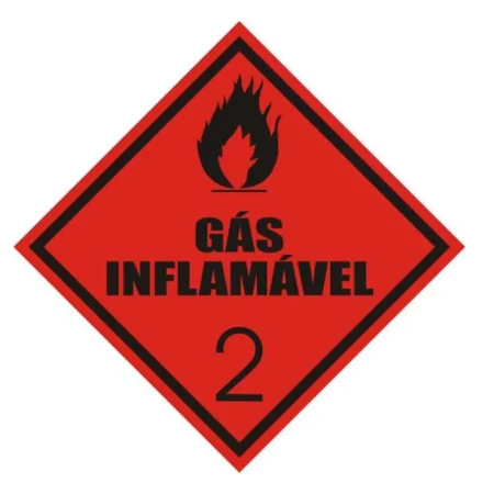 Placa de Sinalização Classe 2.1 – Gás Inflamável | 25x25 cm