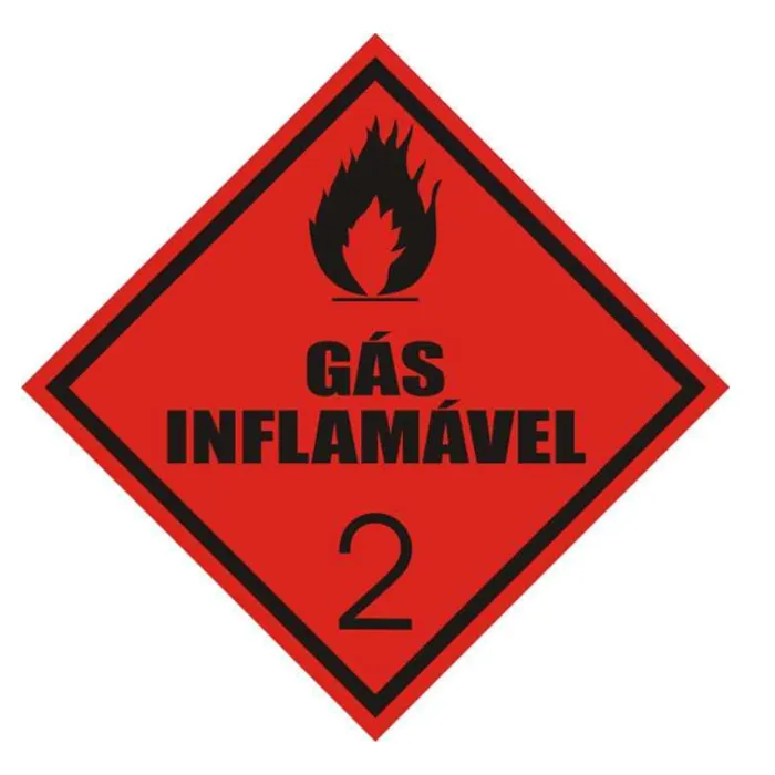 Placa de Sinalização Classe 2.1 – Gás Inflamável | 25x25 cm