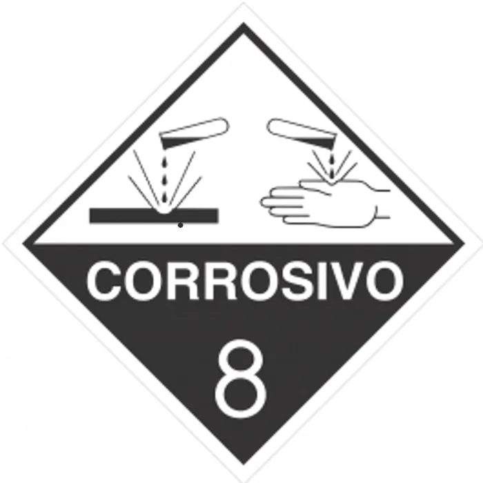 Placa de Sinalização Classe 8 – Corrosivo | 25x25 cm
