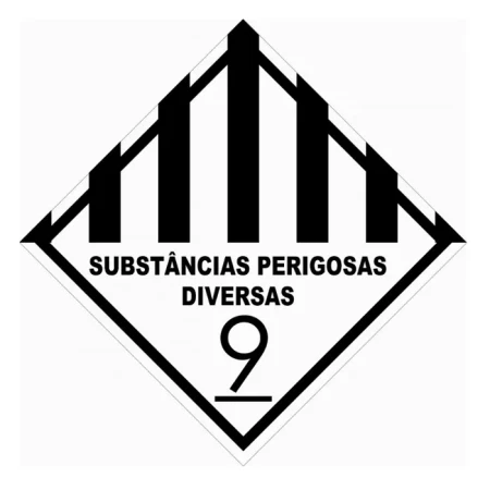 Placa de Sinalização Classe 9 – Substâncias Perigosas Diversas | 25x25 cm