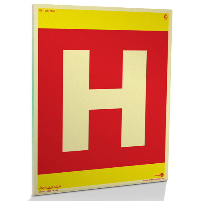 Placa Fotoluminescente – Hidrante (Símbolo H)