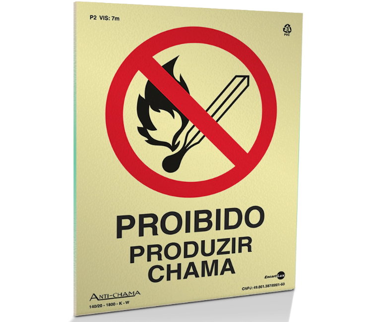 Placa de Sinalização – Proibido Produzir Chama
