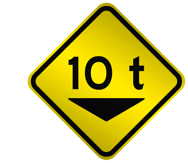 Placa de Sinalização A46 – Peso Bruto Total Limitado 10T