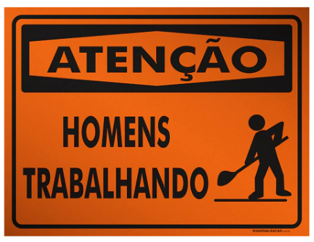 Placa de Sinalização Atenção Homens Trabalhando – Obra Viária