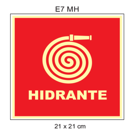 Placa Fotoluminescente Hidrante E7 MH – Sinalização de Combate a Incêndio