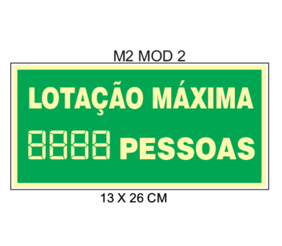 Placa Fotoluminescente Lotação Máxima M2 MOD 2