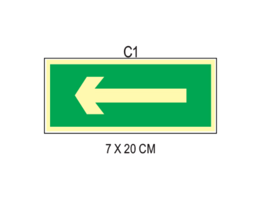 Placa Fotoluminescente com Seta Direcional C1  | Seta em Linha Reta