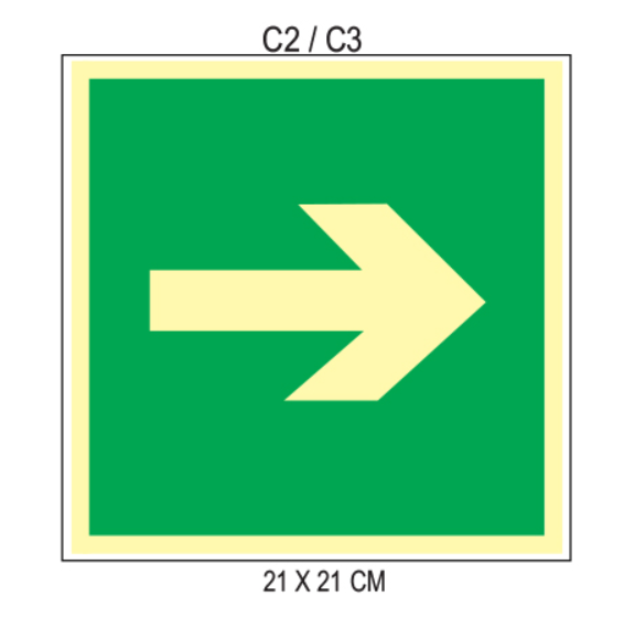 Placa Fotoluminescente com Seta Direcional C2/C3